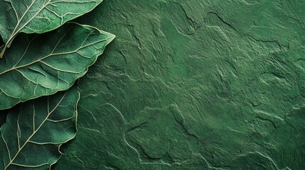 Poster - Textured green background with detailed leaf pattern evokes a sustainable and organic feel perfect for eco-friendly themes