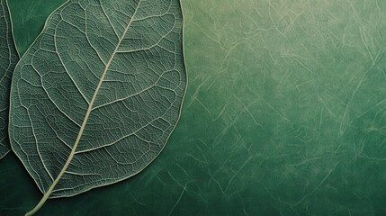 Poster - Textured leaf pattern on a green background creates a natural, sustainable look for design projects or eco-friendly branding materials