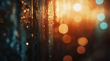 Wall Mural - Abstract close-up of shimmering lights and textures, creating a warm, atmospheric effect.