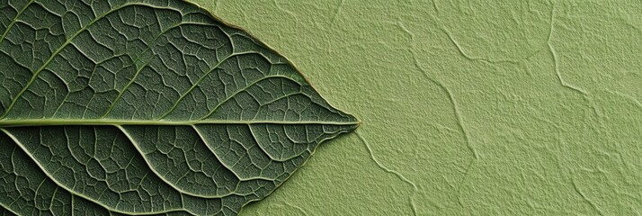 Fototapete - Textured leaf pattern on green background creates an organic and sustainable feel for natural designs and eco-friendly themes
