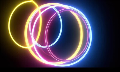 Aufkleber - Neon Circles Intertwined in Dark