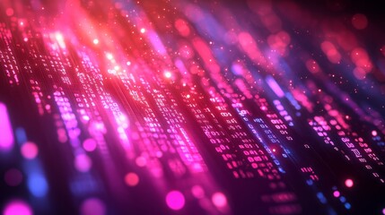 Sticker - a computer screen with a pink background and a series of numbers. digital data stream background wit
