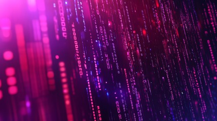 Sticker - a computer screen with a purple background and a row of numbers. digital data stream background with