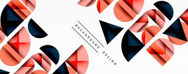 Wall Mural - Minimal geometric abstract background. Circle square and triangle design