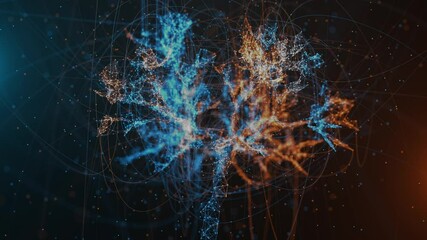 Wall Mural - neural tree digital growth ai data network, background animation