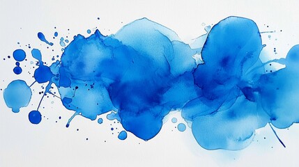 Wall Mural - Beautiful abstract art featuring blue watercolor strokes. 