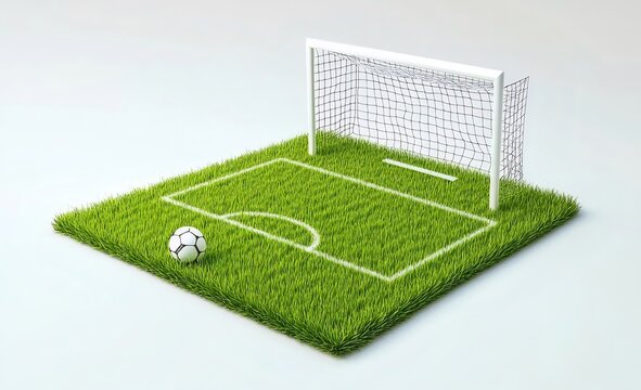 Miniature Soccer Field with Goal and Ball