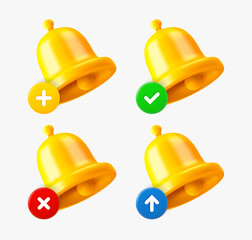 Poster - Bell icon set with different pictograms. 3d vector icons collection