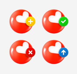 Aufkleber - Love icon set with different pictograms. 3d vector icons collection