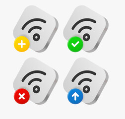 Aufkleber - Wifi connection icon set with different pictograms. 3d vector icons collection