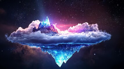 Wall Mural - ethereal floating mountain in a cosmic landscape