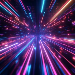 Wall Mural - colorful neon lights abstract motion background for futuristic and technology themes