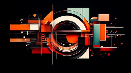 Wall Mural - abstract composition with geometric shapes and vibrant colors in modern design style
