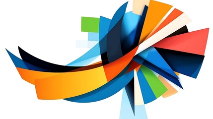 Wall Mural - vibrant abstract composition with colorful geometric shapes and dynamic flowing lines for modern des