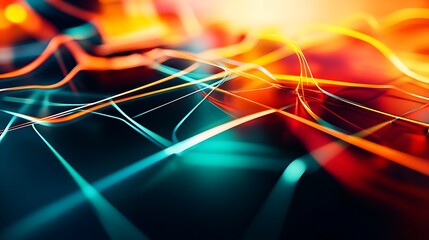 Wall Mural - abstract wavy lines in vibrant colors creating a dynamic and futuristic digital landscape