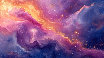 Wall Mural - a fairytale-like sky filled with swirling clouds in shades of pink, purple, and gold