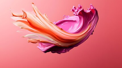 Wall Mural - abstract liquid paint splash with vibrant colors on soft pink background for creative art concepts