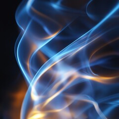 Aufkleber - Abstract Blue and Golden Light Streams: A Dance of Color and Form on Black