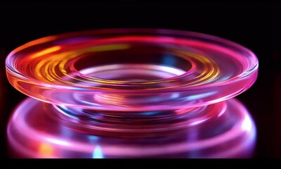 Fototapete - Abstract Glass Dish with Neon Light