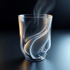 Leinwandbilder - Elegant Glassware: A Swirling Symphony of Light and Warmth with Subtle Steam Against a Dark Backdrop