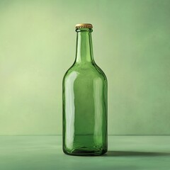 Aufkleber - Vintage Green: Close-up of a Retro Style Glass Bottle with a Gold Cap and Soft Green Background, evokes nostalgia and simplicity.