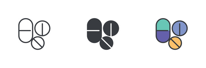 Wall Mural - pills or medications different style icon set