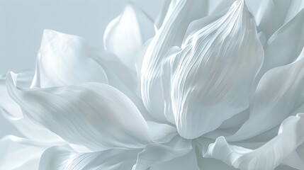 An artistic close-up of a white lotus flower with overlapping petals creating a soft layered effect, isolated on a plain white background for seamless cut-out usage, 8k UHD, suitable for high-quality 