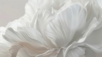 An artistic close-up of a white lotus flower with overlapping petals creating a soft layered effect, isolated on a plain white background for seamless cut-out usage, 8k UHD, suitable for high-quality 