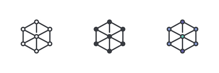 Wall Mural - hexagonal prism with connected nodes different style icon set