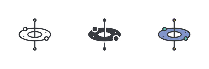 Wall Mural - the ring, particles, and central axis different style icon set