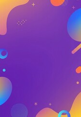Wall Mural - the purple blob shape, surrounded by geometric elements and a colorful gradient background, creates 