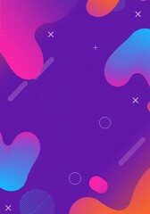 Wall Mural - modern digital graphic template is captured by a purple blob shape centered on a colorful gradient b