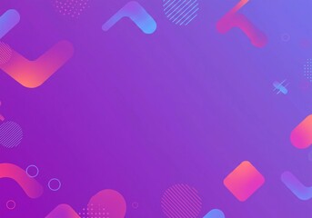 Wall Mural - the image features a purple blob shape centered on a colorful gradient background with geometric ele
