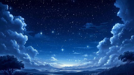 Wall Mural - the beauty of night captured in a creative pixel art starry landscape.