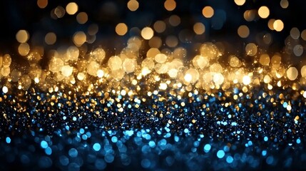 Wall Mural - Stunning abstract background featuring glitter lights in gold and blue.