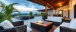 © TUANGPORN - Outdoor living space with fire pit modern home interior design scenic view relaxation contemporary aesthetic