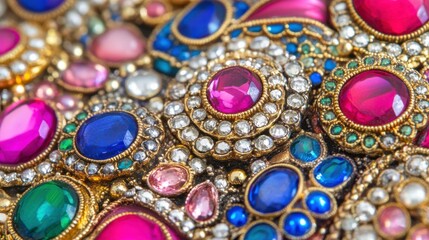 Wall Mural - Vibrant Close-Up of Unique Pins and Brooches