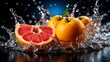 © lilikM - Citrus Fruit Splash: Juicy Oranges and Grapefruit in Water