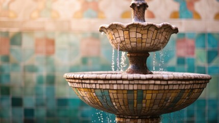 Wall Mural - Decorative Fountain with Vibrant Colors and Patterns