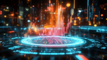 Wall Mural - abstract digital data visualization with colorful graphs and charts