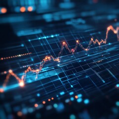 Wall Mural - digital data flow with growing graph and futuristic background