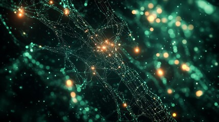 Wall Mural - abstract digital background with glowing particles and connections