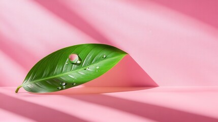 Wall Mural - Gentle Raindrop on Leaf with Isolated Background