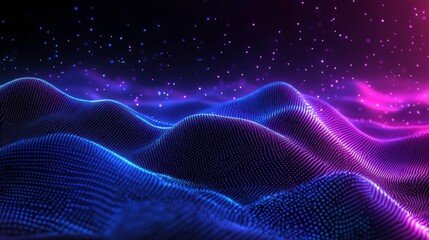Wall Mural - vibrant digital landscape with dynamic lines and light