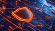 © chusnul - Abstract digital shield symbolizing cybersecurity on a futuristic circuit board background