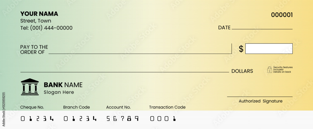 Professional Blank Check Template – Editable Bank Cheque Vector Design ...