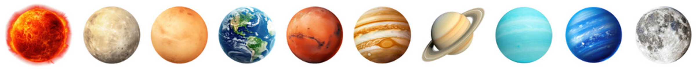 Wall Mural - PNG Colorful planets in solar system, element set on transparent background