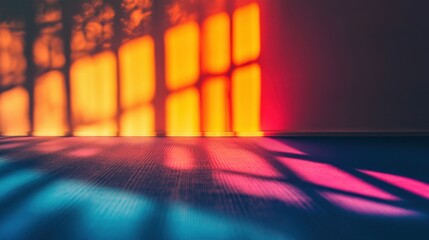 Wall Mural - Colorful Shadows and Sunlight Patterns on Floor Surface