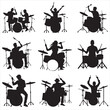 © Shineoxstock - Collection of Rock Drummer Silhouette and Musician Instrument Vector Artwork