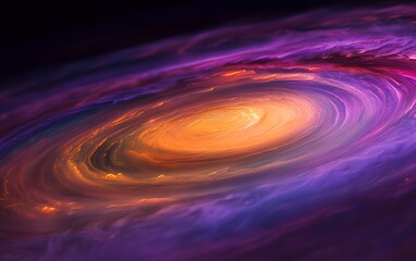 Wall Mural - 62. a gas giant surrounded by bright, glowing rings of ice and dust, with swirling purple clouds in 
